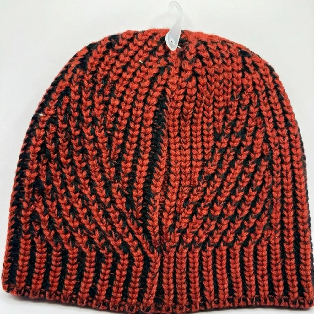 Rebecca Minkoff Red and Black Patterned Beanie